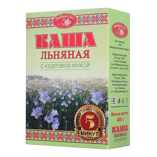 Каша Добрый Лен льняная с кедровой мукой 400 г в Бристоль