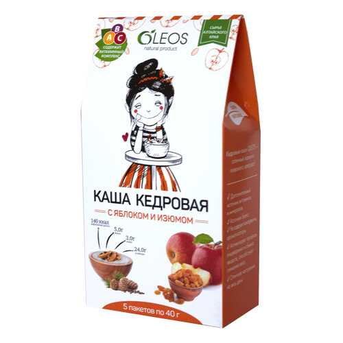 Каша кедровая Oleos с яблоком и изюмом 200 г в Бристоль