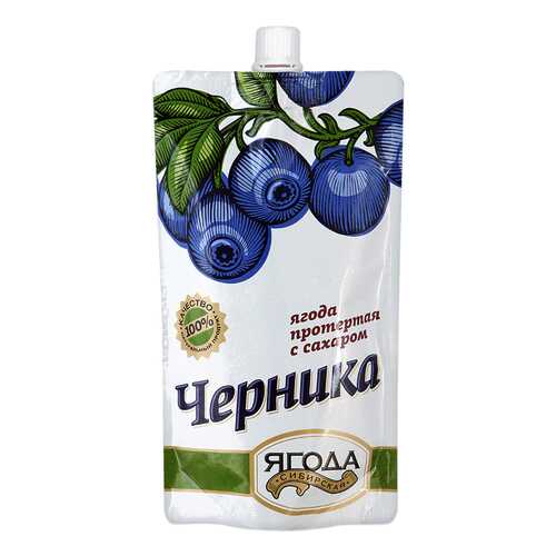 Черника протертая Ягода сибирская с сахаром 280 г в Бристоль
