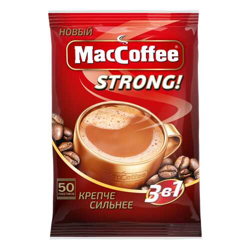 Напиток кофейный растворимый т.з. MacCoffee (3 в 1) Strong, м/уп 16г*50*10 блок в Бристоль