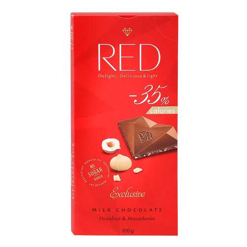 Шоколад молочный Red с фундуком и макадамией со сниженной калорийностью 100 г в Бристоль